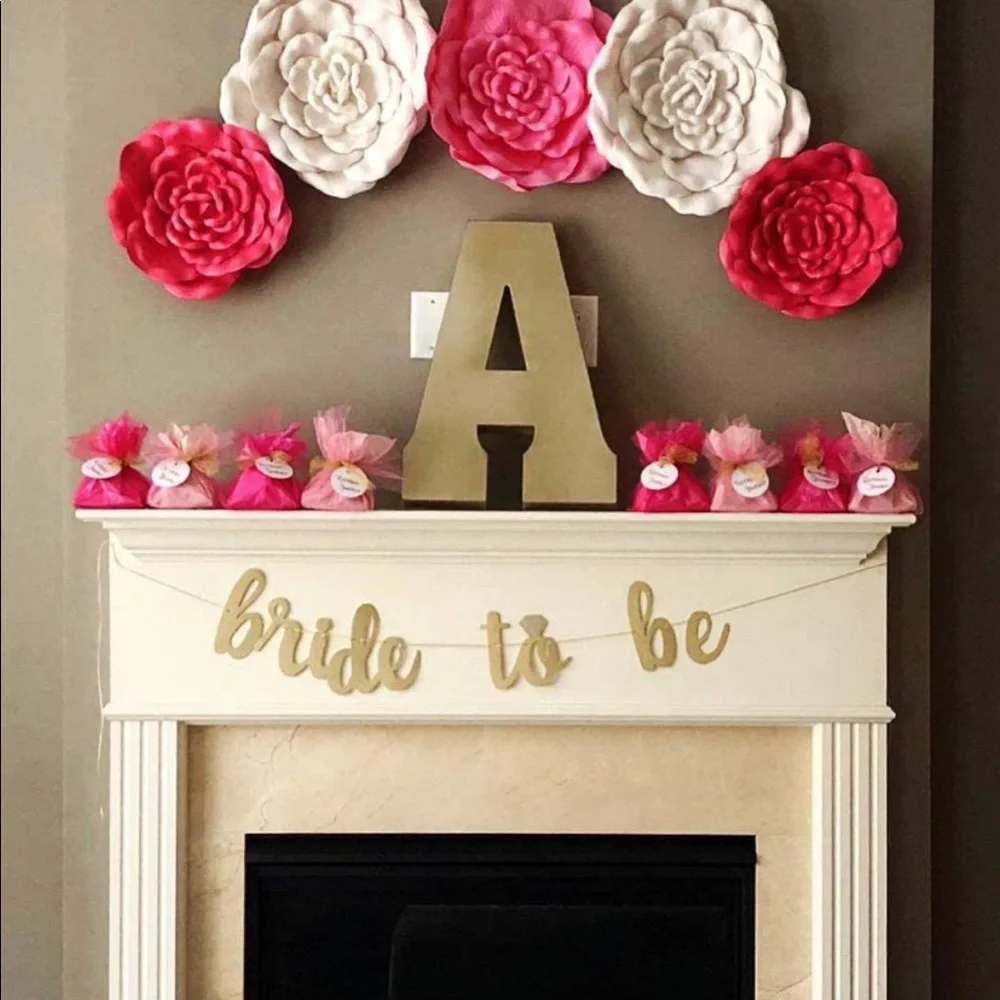 Bride to Be Gold Glitter Banner Diamond Ring Bachelorette Bridal Shower